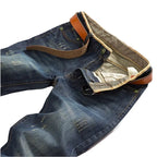 Julian's Menswear Men's Dark Blue Bootcut Denim Jeans - Premium Spandex-Cotton Blend for Effortless Style