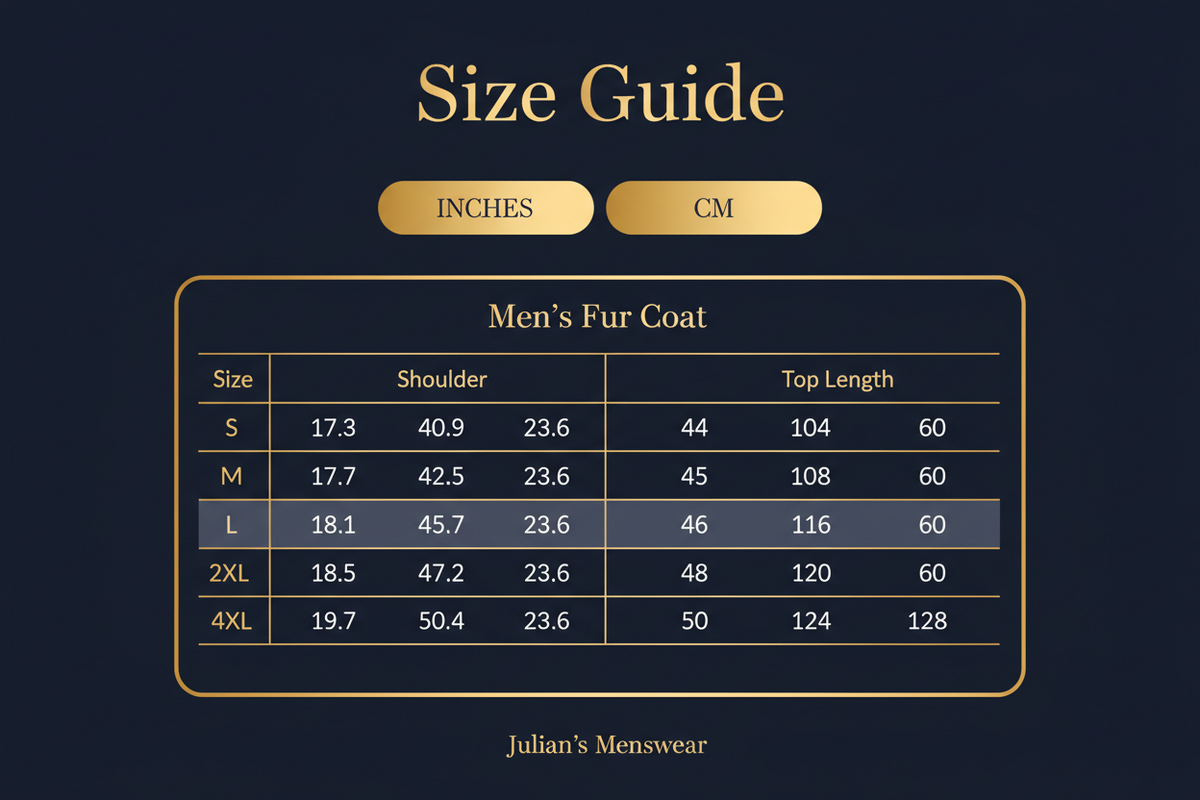 Men's Fur Coat Size Guide