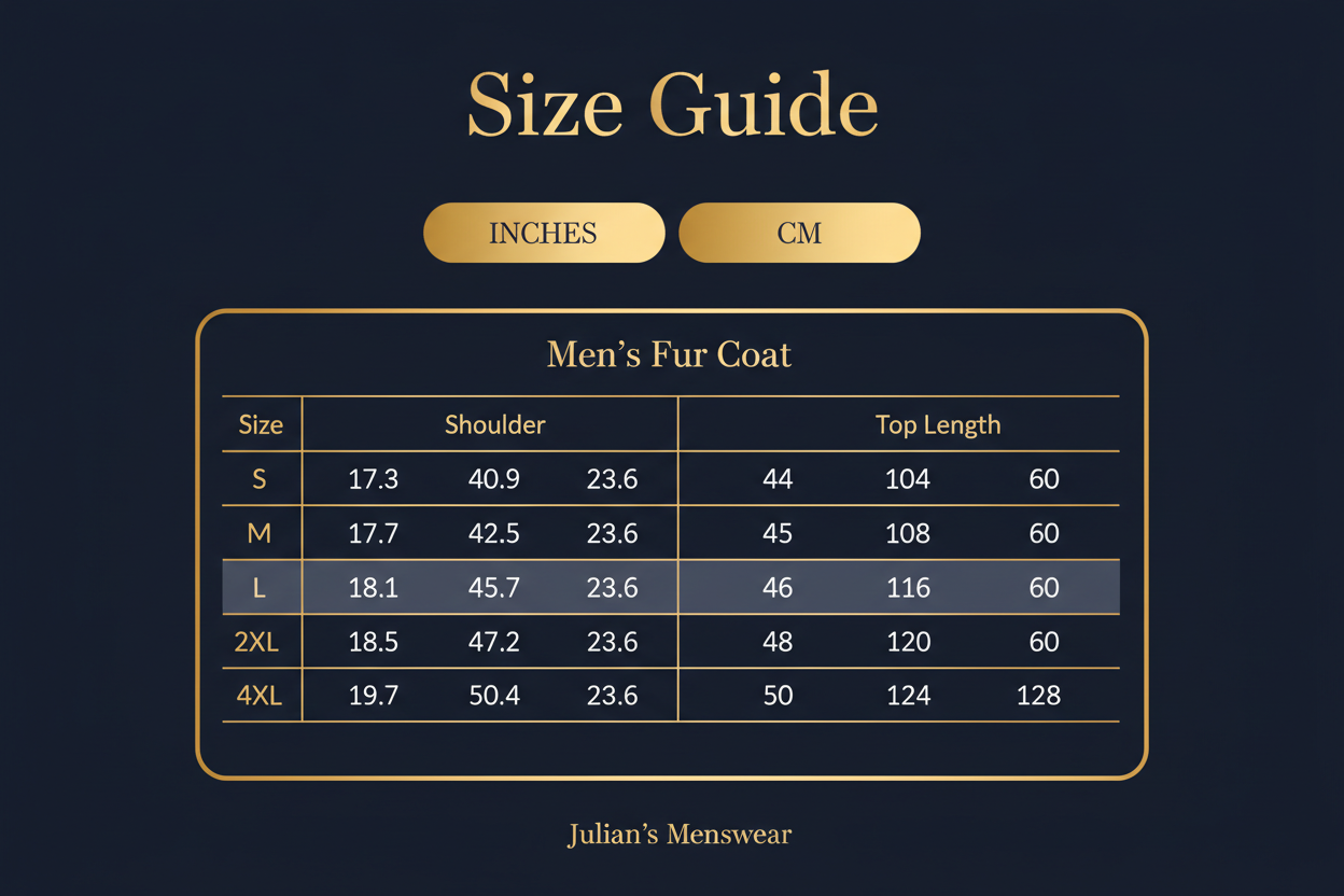 Men's Fur Coat Size Guide