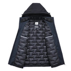Julian's Menswear M Black Men's Goose Down Parka Jacket with 90% White Goose Down Fill and Wind-Sealing Stand Collar