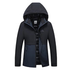 Julian's Menswear M Black Men's Goose Down Parka Jacket with 90% White Goose Down Fill and Wind-Sealing Stand Collar