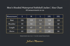 Men's Hooded Waterproof Softshell Jacket | Size Chart | Julian's Menswear