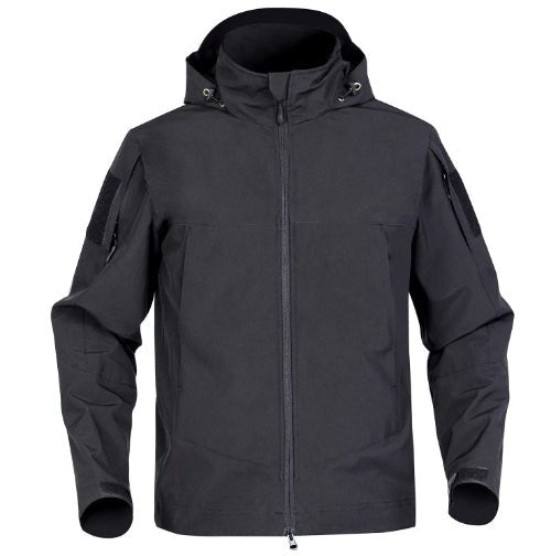 Julian's Menswear Men's Hooded Waterproof Softshell Jacket with Polyester Fleece Lining - Green and Black, S to 4XL