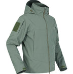 Julian's Menswear Men's Hooded Waterproof Softshell Jacket with Polyester Fleece Lining - Green and Black, S to 4XL