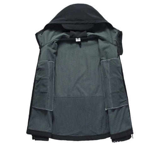 Julian's Menswear S Green Men's Hooded Waterproof Softshell Jacket with Polyester Fleece Lining - Green and Black, S to 4XL