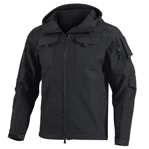 Julian's Menswear S Green Men's Hooded Waterproof Softshell Jacket with Polyester Fleece Lining - Green and Black, S to 4XL