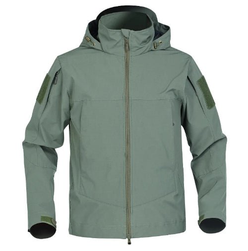 Julian's Menswear S Green Men's Hooded Waterproof Softshell Jacket with Polyester Fleece Lining - Green and Black, S to 4XL
