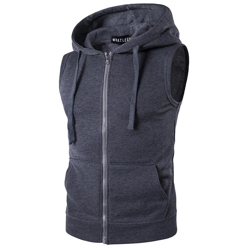 Julian's Menswear Men's Sleeveless Hoodie Vest: Lightweight sleeveless hoodie for casual style and comfort