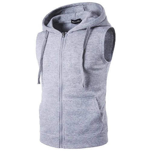 Julian's Menswear Men's Sleeveless Hoodie Vest: Lightweight sleeveless hoodie for casual style and comfort