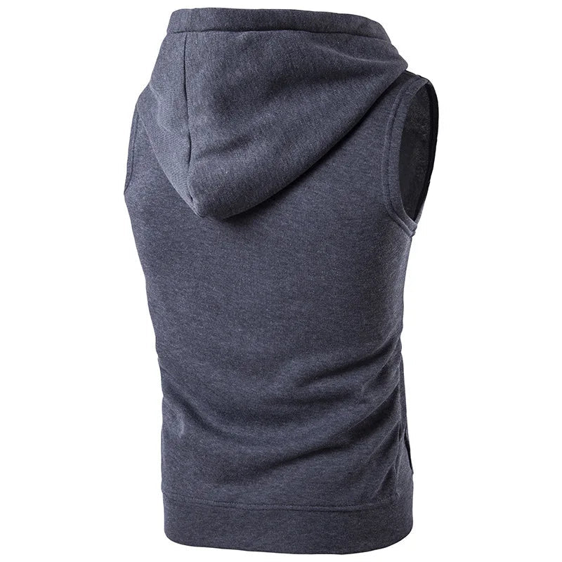 Julian's Menswear Men's Sleeveless Hoodie Vest: Lightweight sleeveless hoodie for casual style and comfort
