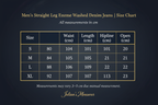 Men's Straight Leg Enzyme Washed Denim Jeans | Size Chart | Julian's Menswear