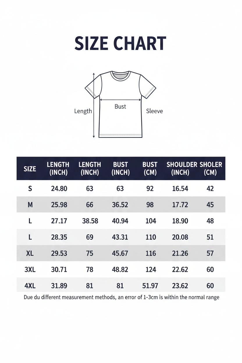 Men's T-Shirt Size Chart
