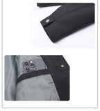 Julian's Menswear Men's Turn-Down Collar Jacket, Versatile Outerwear for Effortless Style - Gray/Brown/Black