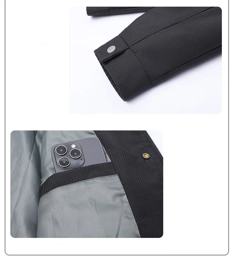Julian's Menswear Men's Turn-Down Collar Jacket, Versatile Outerwear for Effortless Style - Gray/Brown/Black