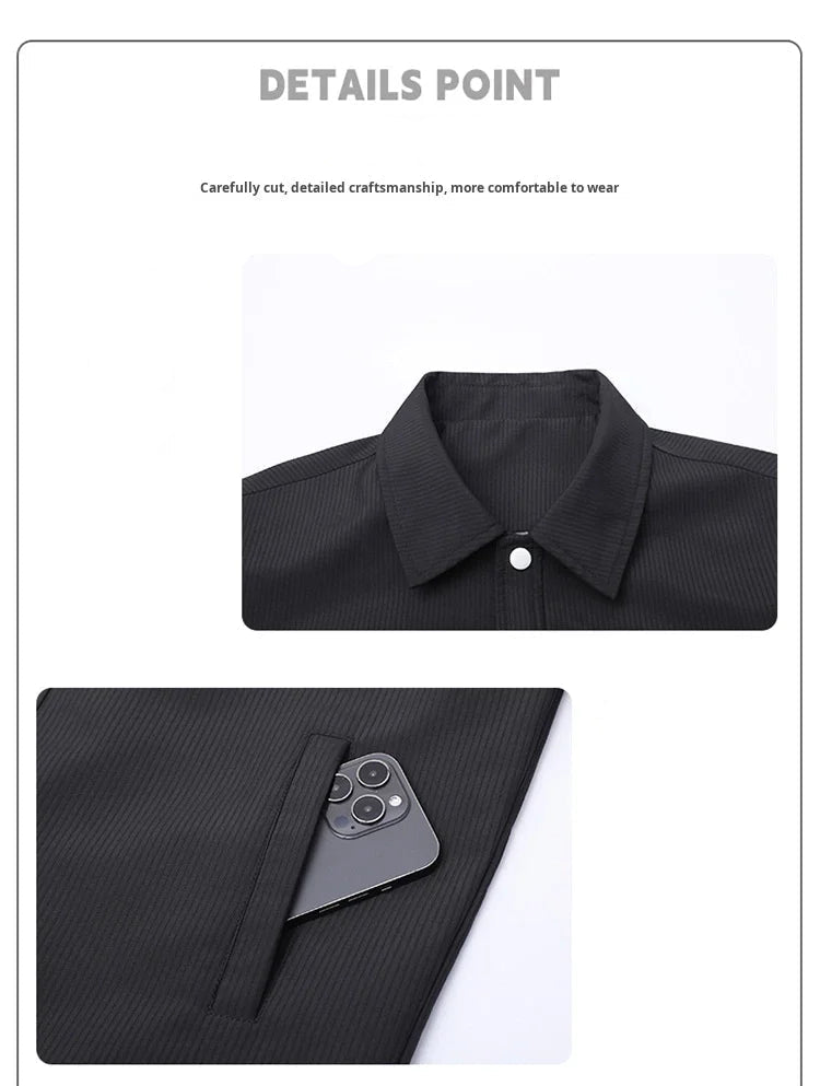 Julian's Menswear Men's Turn-Down Collar Jacket, Versatile Outerwear for Effortless Style - Gray/Brown/Black