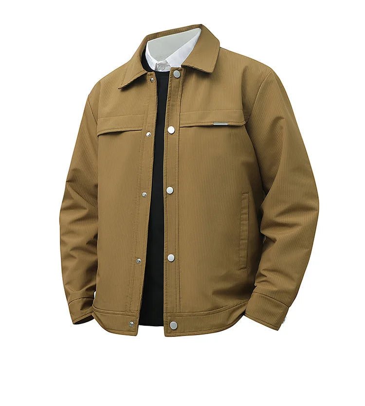 Julian's Menswear Men's Turn-Down Collar Jacket, Versatile Outerwear for Effortless Style - Gray/Brown/Black