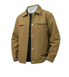 Julian's Menswear Men's Turn-Down Collar Jacket, Versatile Outerwear for Effortless Style - Gray/Brown/Black