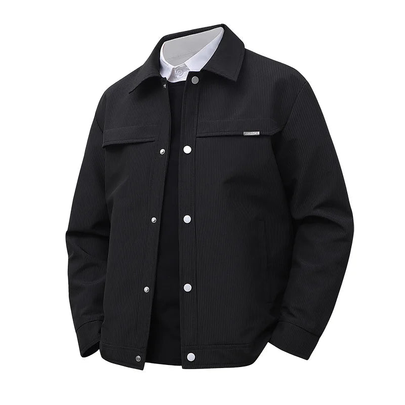 Julian's Menswear Men's Turn-Down Collar Jacket, Versatile Outerwear for Effortless Style - Gray/Brown/Black