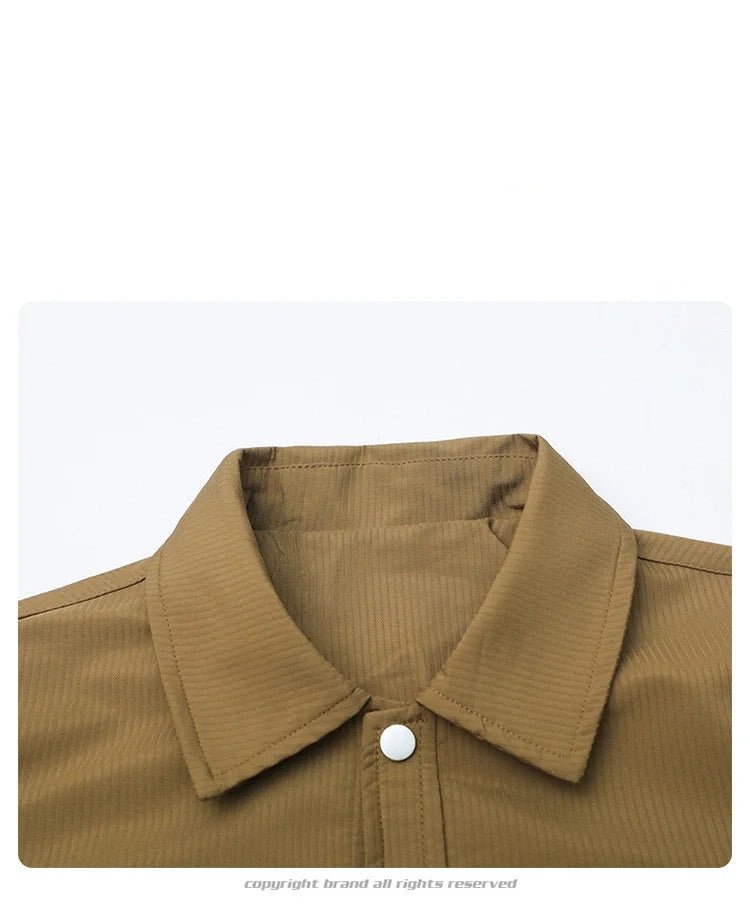 Julian's Menswear Men's Turn-Down Collar Jacket, Versatile Outerwear for Effortless Style - Gray/Brown/Black