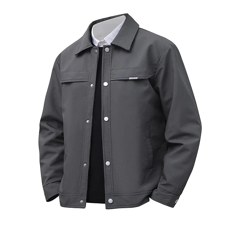 Julian's Menswear Men's Turn-Down Collar Jacket, Versatile Outerwear for Effortless Style - Gray/Brown/Black