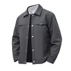 Julian's Menswear Men's Turn-Down Collar Jacket, Versatile Outerwear for Effortless Style - Gray/Brown/Black
