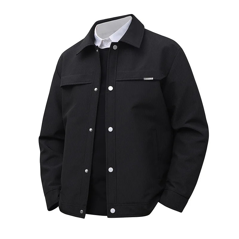 Julian's Menswear Men's Turn-Down Collar Jacket, Versatile Outerwear for Effortless Style - Gray/Brown/Black