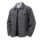 Julian's Menswear Men's Turn-Down Collar Jacket, Versatile Outerwear for Effortless Style - Gray/Brown/Black