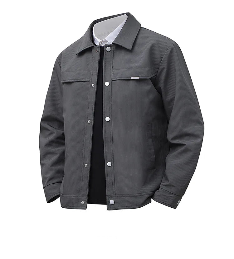 Julian's Menswear Men's Turn-Down Collar Jacket, Versatile Outerwear for Effortless Style - Gray/Brown/Black