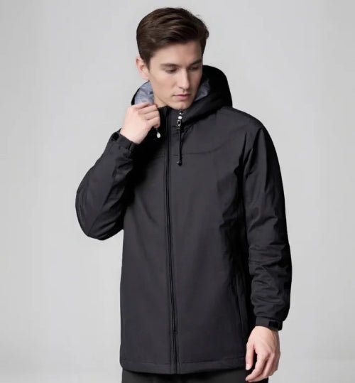 Julian's Menswear Black S Men's Waterproof Windbreaker Jacket - Lightweight Windbreaker with Hood