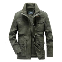 Julian's Menswear L Army Green Men's Casual Padded Canvas Zip Jacket - Army Green/Tan