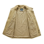Julian's Menswear L Tan Men's Casual Padded Canvas Zip Jacket - Army Green/Tan