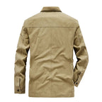 Julian's Menswear L Tan Men's Casual Padded Canvas Zip Jacket - Army Green/Tan