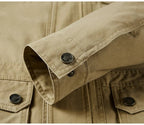 Julian's Menswear L Tan Men's Casual Padded Canvas Zip Jacket - Army Green/Tan