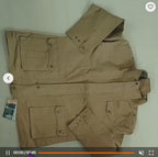 Men's Casual Padded Canvas Zip Jacket - Army Green/Tan