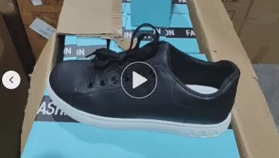 Men's Low-Top Leather Dress Sneakers - PU Round Toe