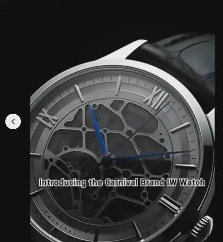 Men's Carnival Skeleton Watch with Leather Strap and Sapphire Case