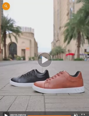 Men's Low-Top Leather Dress Sneakers - PU Round Toe