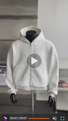 Men's Heavyweight Cotton Zip-Up Hoodie - Warm & Durable