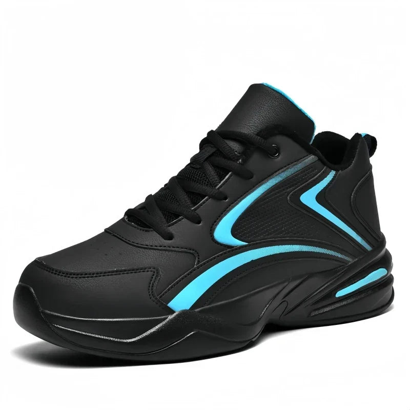 Julian's Menswear Black and Blue Men's High-Top Running Shoes with Advanced EVA Midsole for Comfort